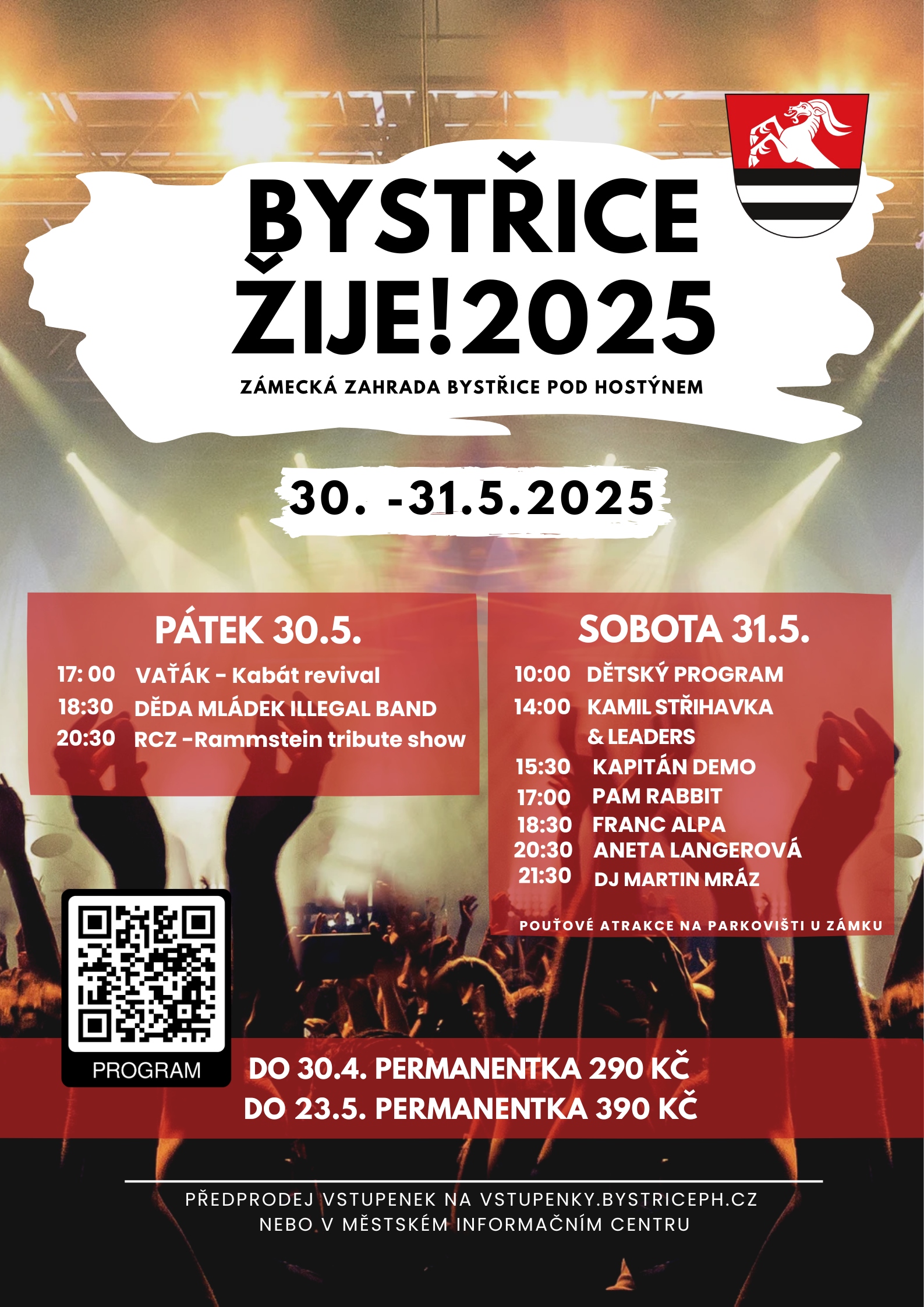 Festival v Bystřici pod Hostýnem 
Změna programu vyhrazena.